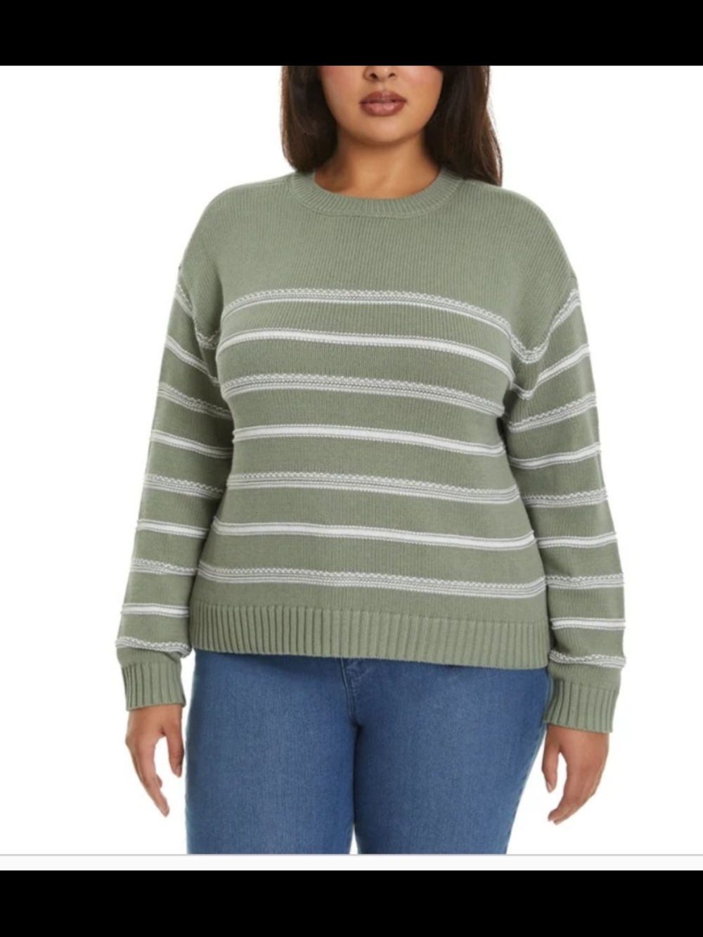 Ella Moss Women's Cotton Striped Sweater- XXL
